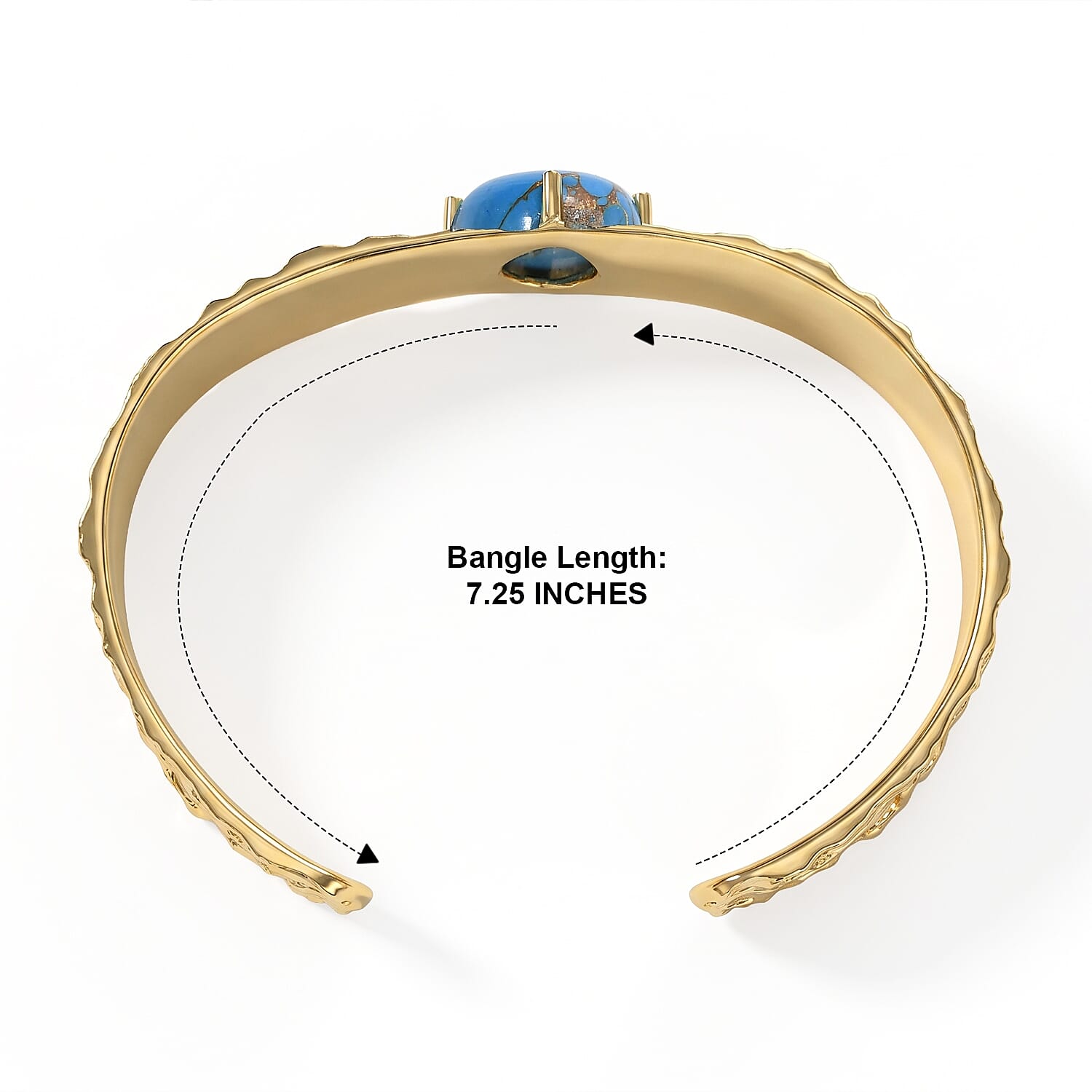 EverTrue Blue Turquoise 17.50 ctw Cuff Bracelet in 18K YG Plated (7.25 In)
