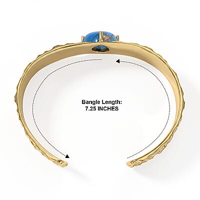 EverTrue Blue Turquoise 17.50 ctw Cuff Bracelet in 18K YG Plated (7.25 In)