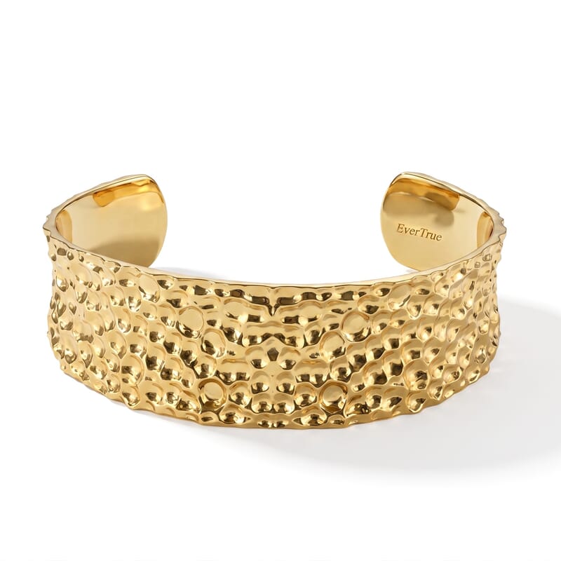 EverTrue Gilded Deco Cuff Bracelet in 18K YG Plated (7.25 In)