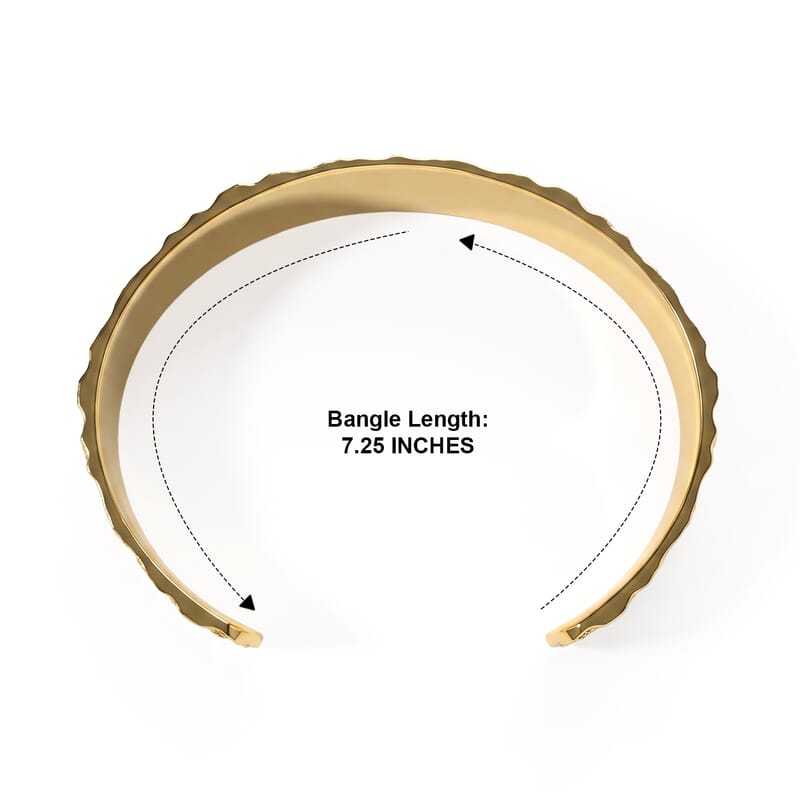 EverTrue Gilded Deco Cuff Bracelet in 18K YG Plated (7.25 In)