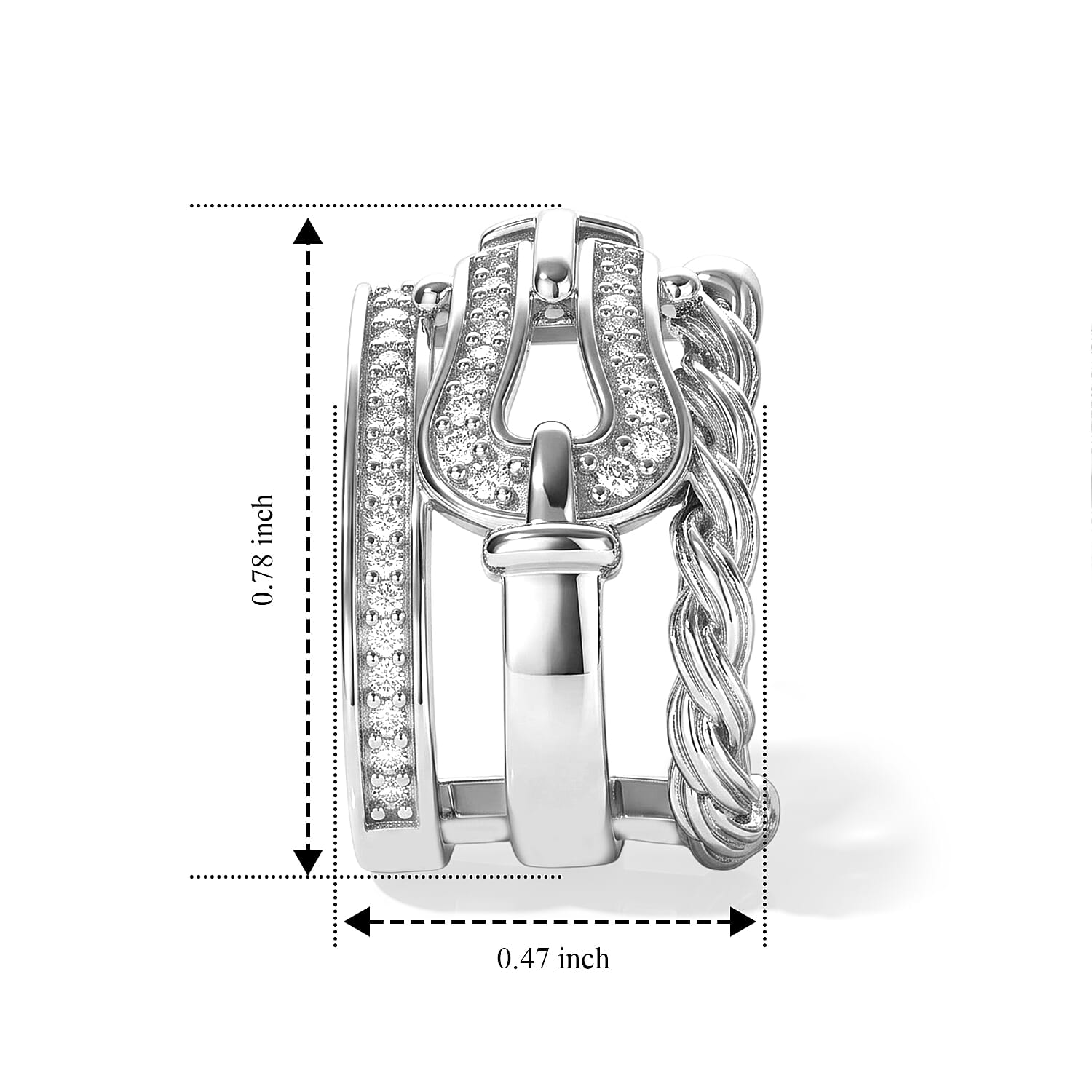 GP White Diamond 0.35 ctw J Hoop Earrings in Rhodium Over Sterling Silver