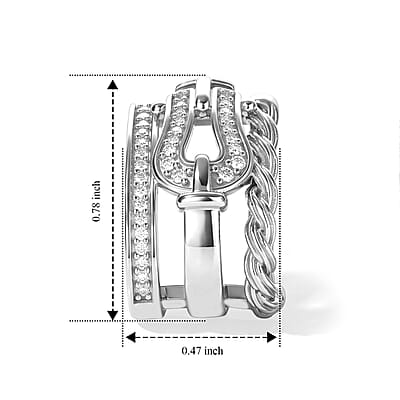 GP White Diamond 0.35 ctw J Hoop Earrings in Rhodium Over Sterling Silver