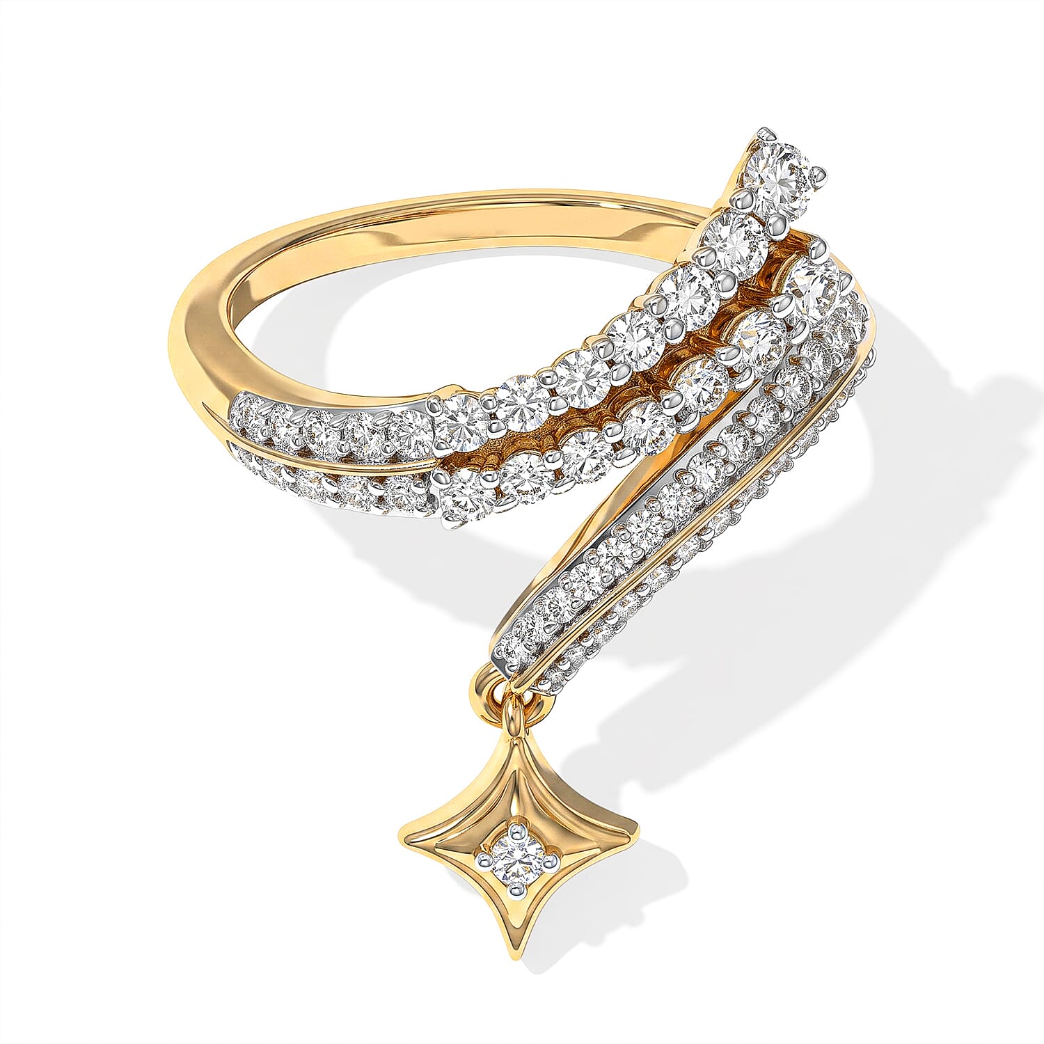 D'Joy Moissanite 0.80 ctw Celestial Spark Ring in 18K Vermeil Yellow Gold Over Sterling Silver (Size 5.0)