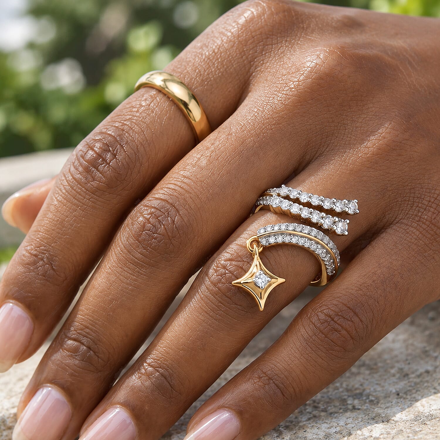 D'Joy Moissanite 0.80 ctw Celestial Spark Ring in 18K Vermeil Yellow Gold Over Sterling Silver (Size 5.0)