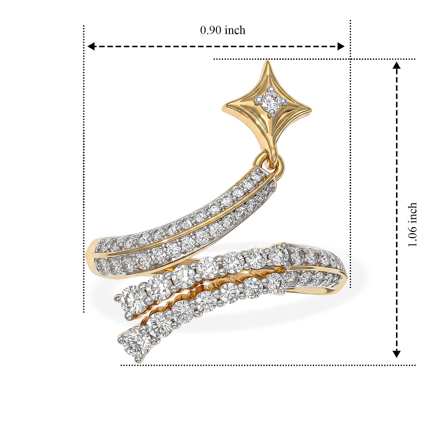 D'Joy Moissanite 0.80 ctw Celestial Spark Ring in 18K Vermeil Yellow Gold Over Sterling Silver (Size 5.0)