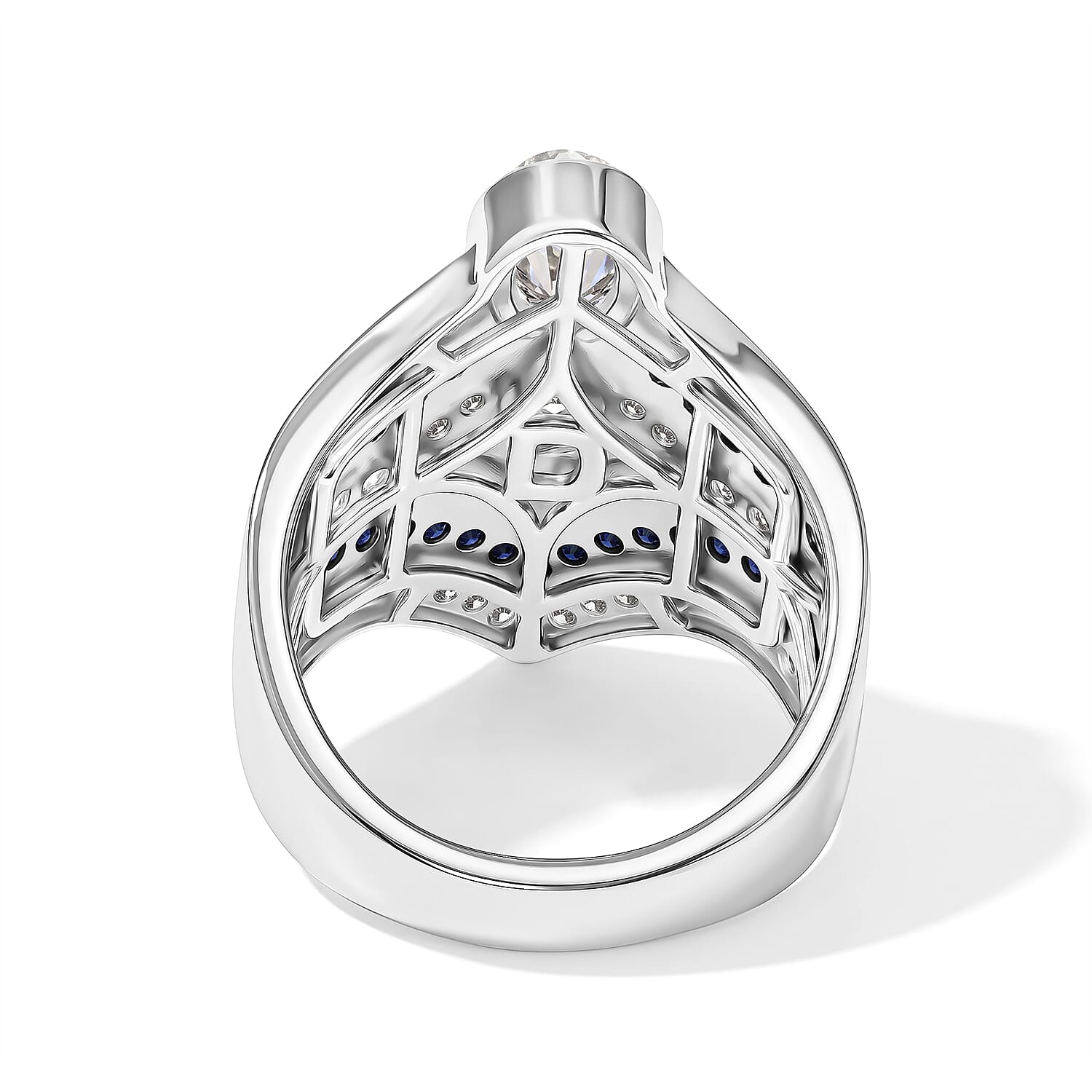 D'Joy Rainbow Moonstone and Multi Gemstone 2.50 ctw Celestial Shield Ring in Rhodium Over Sterling Silver (Size 6.0)