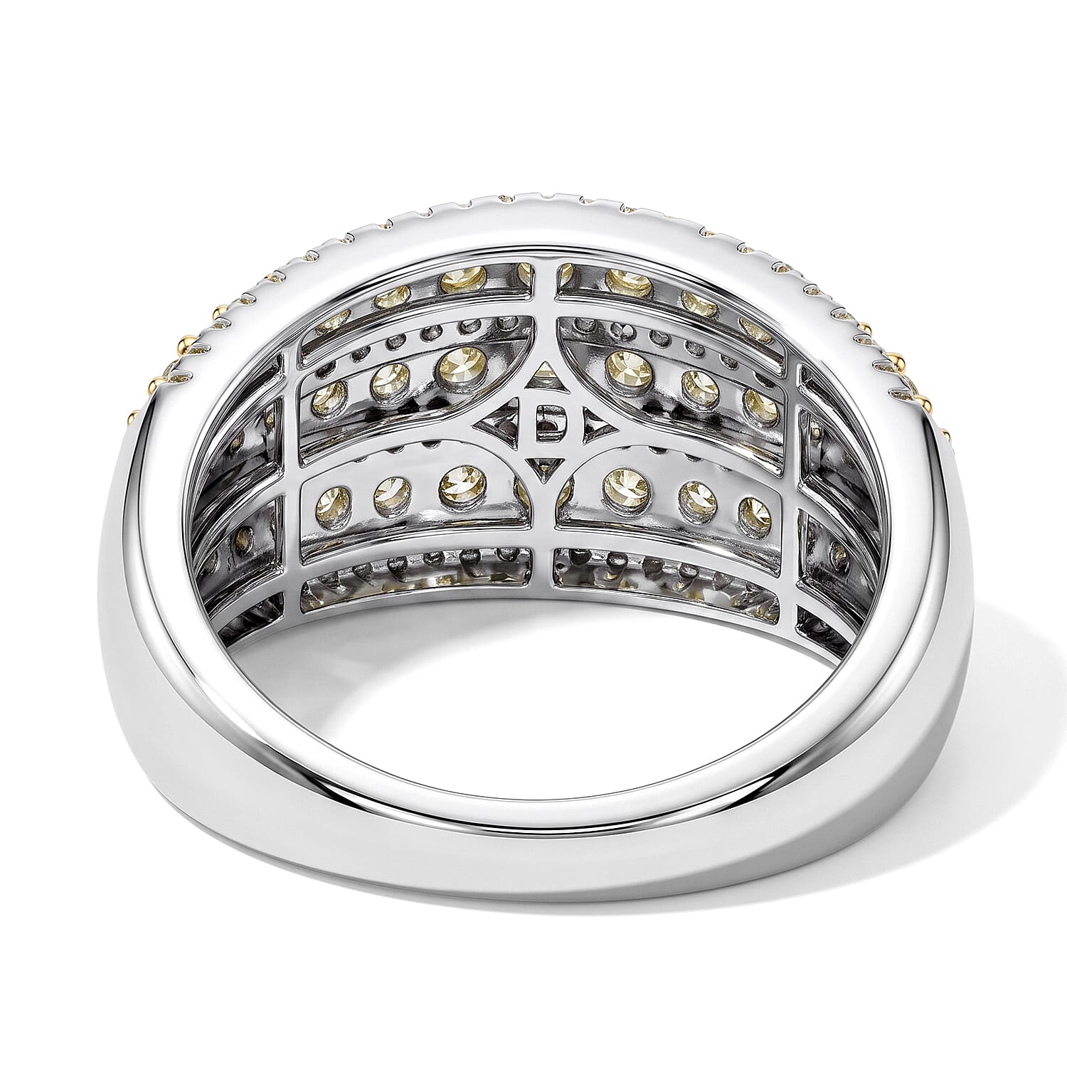 D'Joy Natural Yellow and White Diamond I3 1.50 ctw Ring in Rhodium Over Sterling Silver (Size 6.0)