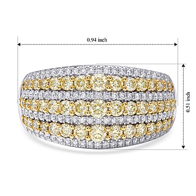 D'Joy Natural Yellow and White Diamond I3 1.50 ctw Ring in Rhodium Over Sterling Silver (Size 6.0)