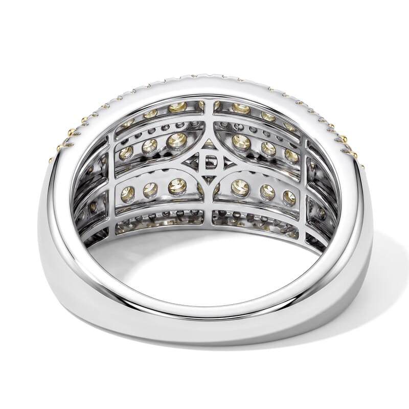 Doorbuster D'Joy Natural Yellow and White Diamond I3 1.50 ctw Layers of Light Woven in Gold Ring in Rhodium Over Sterling Silver (Size 7.0)