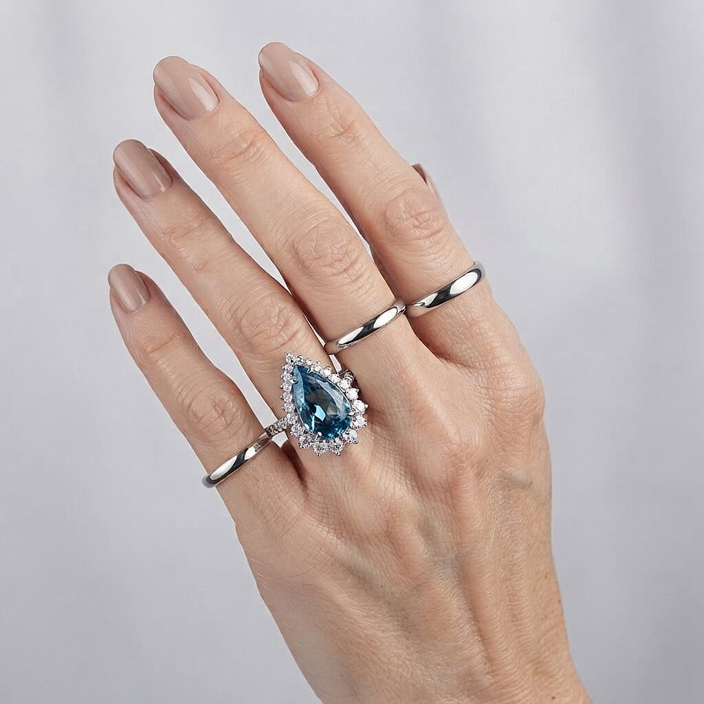Chairman Vault Collection Rhapsody AAAA Santa Maria Aquamarine and Diamond EF-VS 6.95 ctw Ring in 950 Platinum (Size 7.0) 8.85 Grams