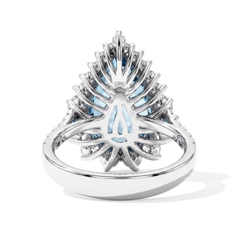 Chairman Vault Collection Rhapsody AAAA Santa Maria Aquamarine and Diamond EF-VS 6.95 ctw Ring in 950 Platinum (Size 7.0) 8.85 Grams