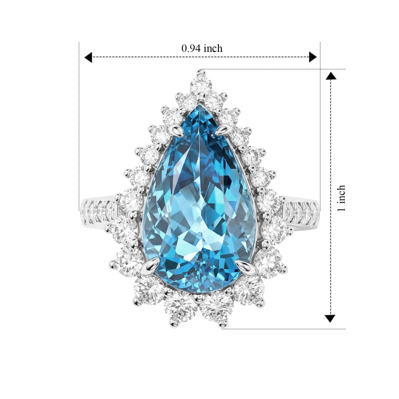 Chairman Vault Collection Rhapsody AAAA Santa Maria Aquamarine and Diamond EF-VS 6.95 ctw Ring in 950 Platinum (Size 7.0) 8.85 Grams