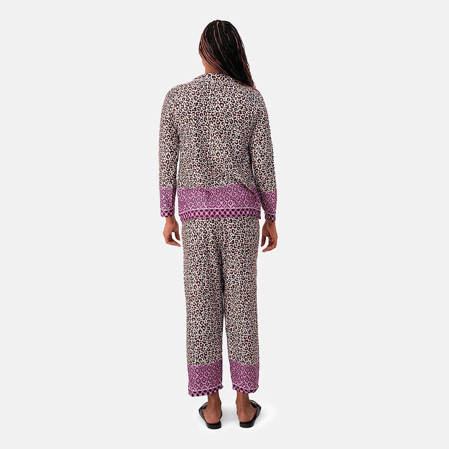Pink Label Brown Animal Fuchsia Border Pajamas - M