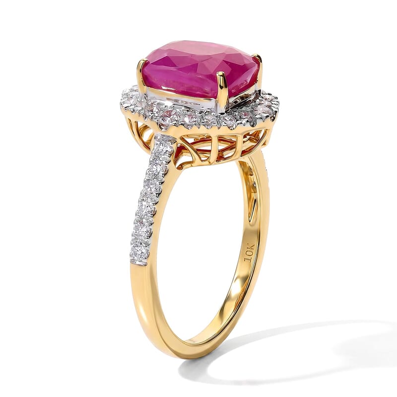 Certified & Appraised AAA Taveta Ruby and Luxuriant Lab Grown Diamond G-H SI 4.00 ctw Ring in 10K Yellow Gold (Size 5.0)