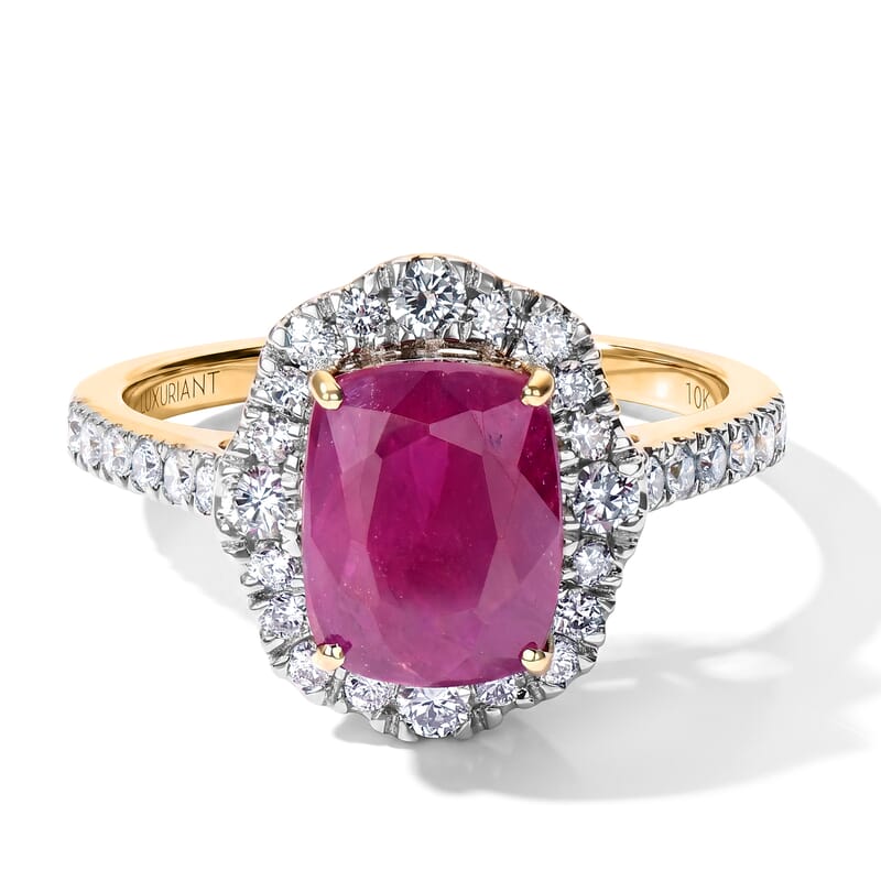 Certified & Appraised AAA Taveta Ruby and Luxuriant Lab Grown Diamond G-H SI 4.00 ctw Ring in 10K Yellow Gold (Size 7.0)