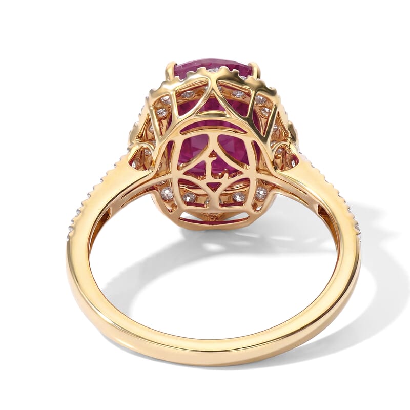 Certified & Appraised AAA Taveta Ruby and Luxuriant Lab Grown Diamond G-H SI 4.00 ctw Ring in 10K Yellow Gold (Size 7.0)