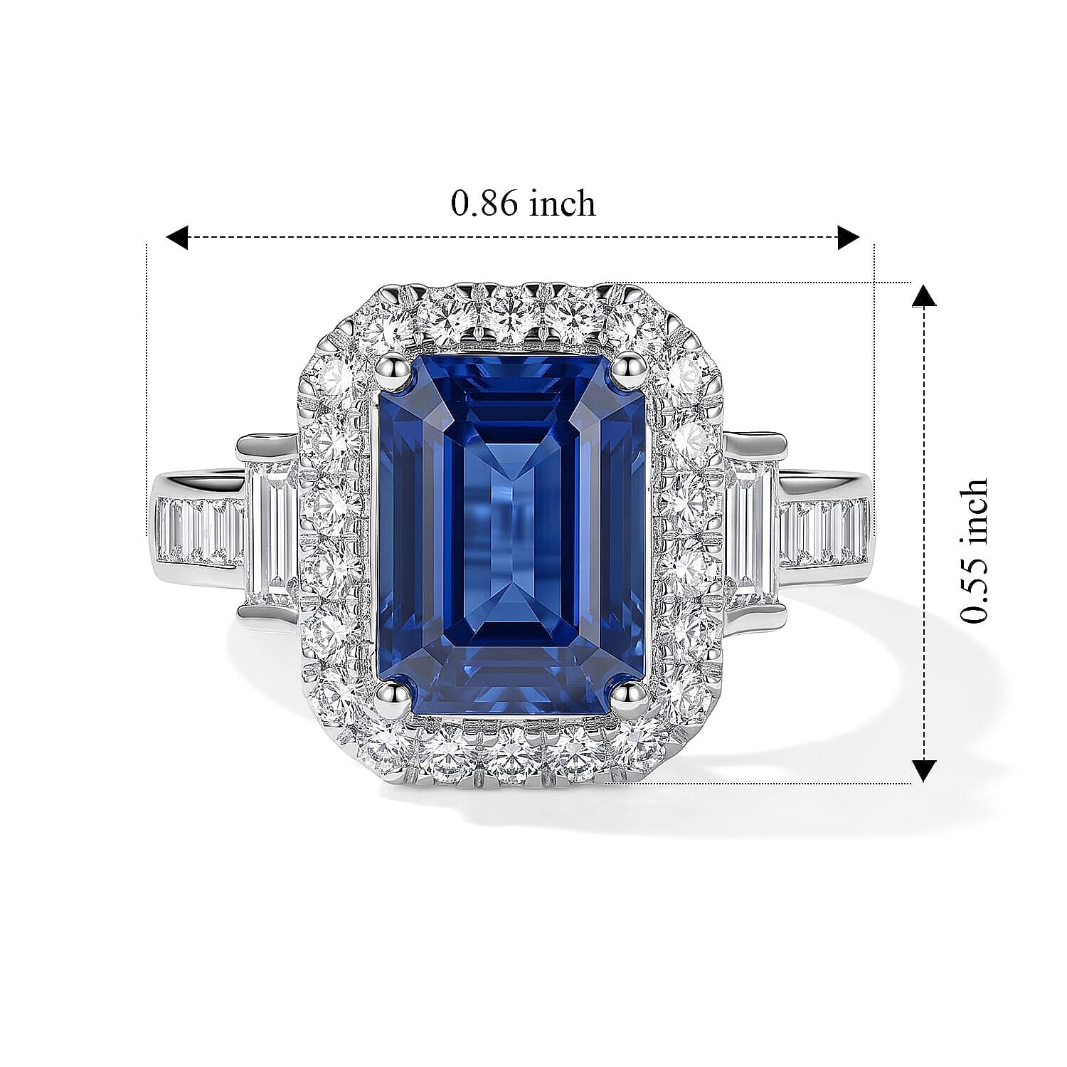 Certified and Appraised D'Joy Premium Kashmir Kyanite, Moissanite Ring in Rhodium Over Sterling Silver (Size 5.0) 3.65 ctw