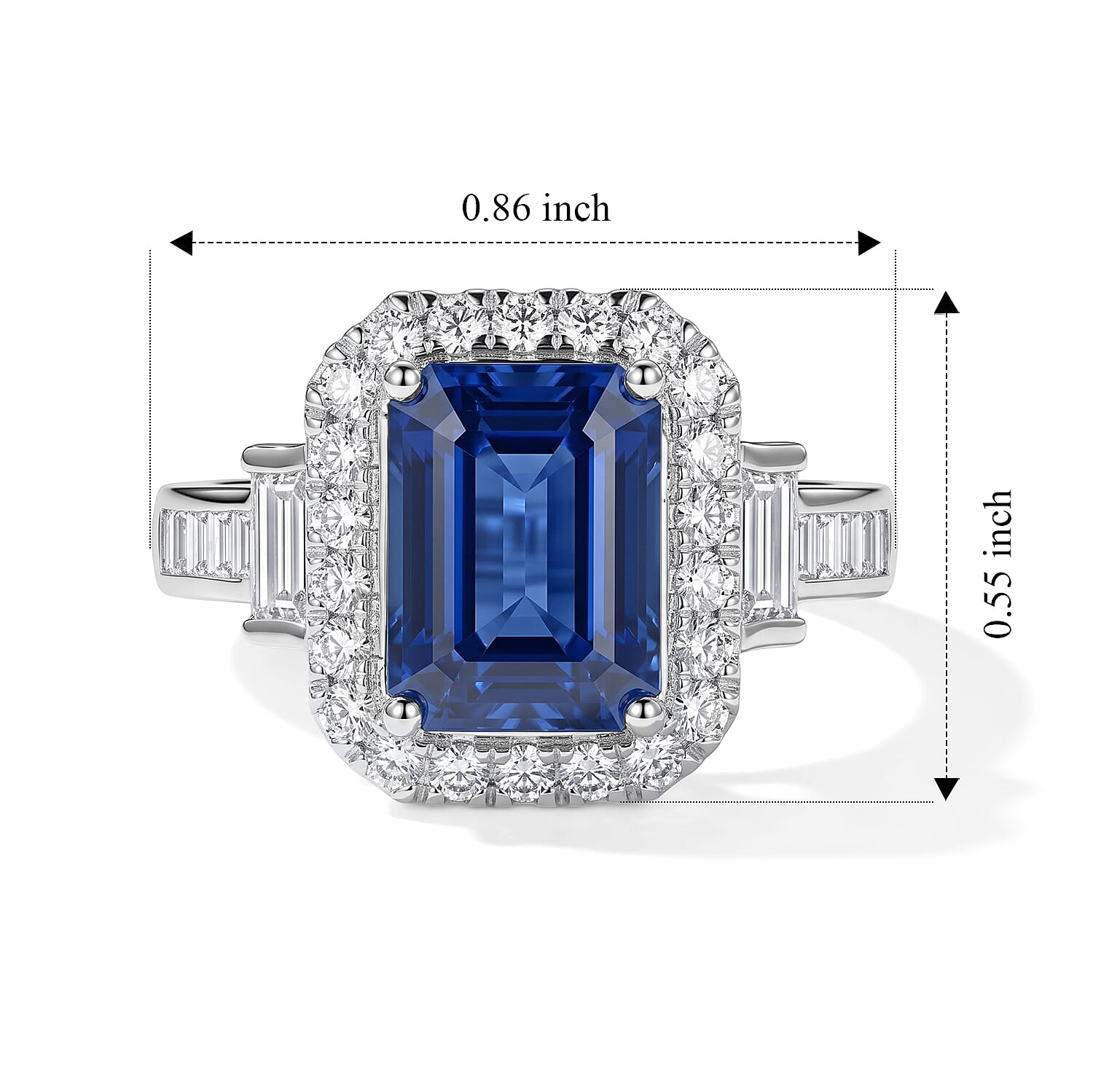 Certified and Appraised D'Joy Premium Kashmir Kyanite and Moissanite 3.65 ctw Ring in Rhodium Over Sterling Silver (Size 6.0)