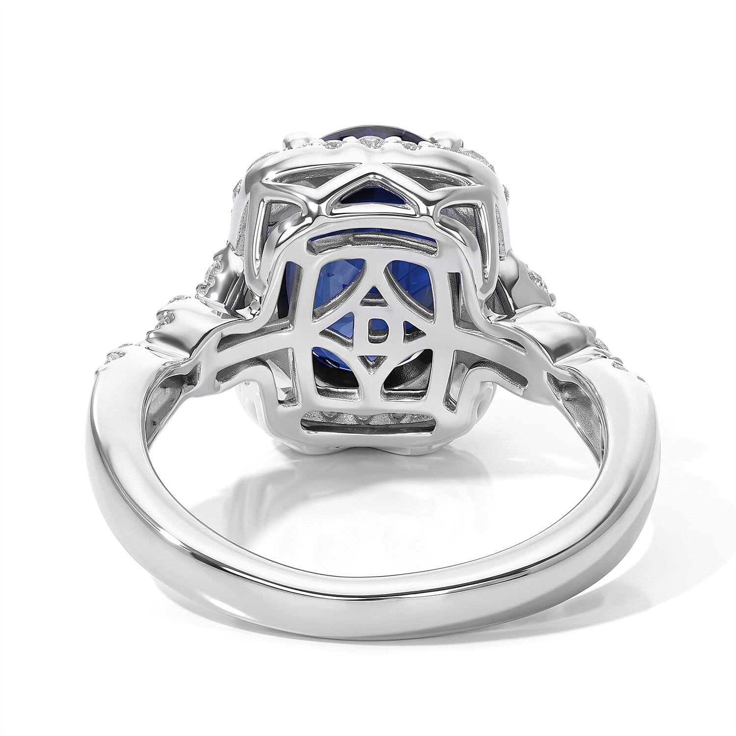 Certified and Appraised D'Joy Premium Kashmir Kyanite and Moissanite 4.10 ctw Ring in Rhodium Over Sterling Silver (Size 6.0)