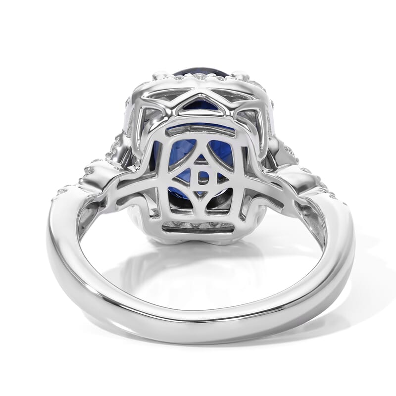Certified and Appraised D'Joy Premium Kashmir Kyanite and Moissanite 4.10 ctw Ring in Rhodium Over Sterling Silver (Size 6.0)