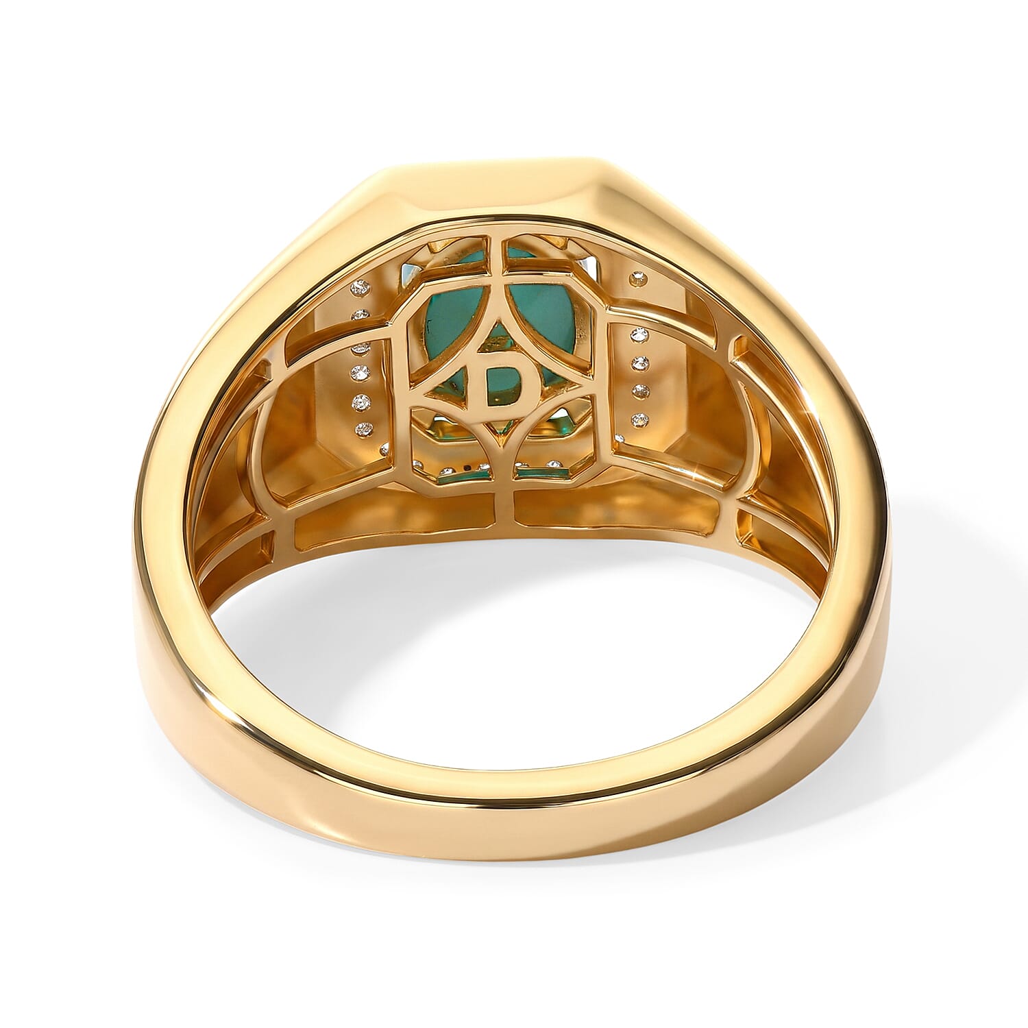 D'Joy Premium Sleeping Beauty Turquoise and Multi Gemstone 1.35 ctw Men's Ring in 18K Vermeil Yellow Gold Over Sterling Silver (Size 9.0)