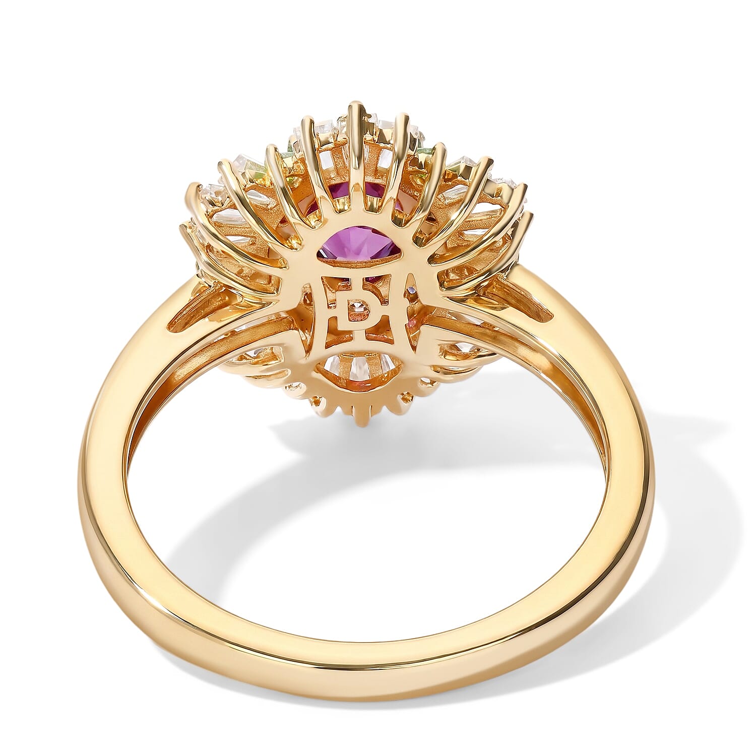 D'Joy AAA Radiant Ember Garnet and Multi Gemstone 1.85 ctw Ring in 18K Vermeil Yellow Gold Over Sterling Silver (Size 6.0)