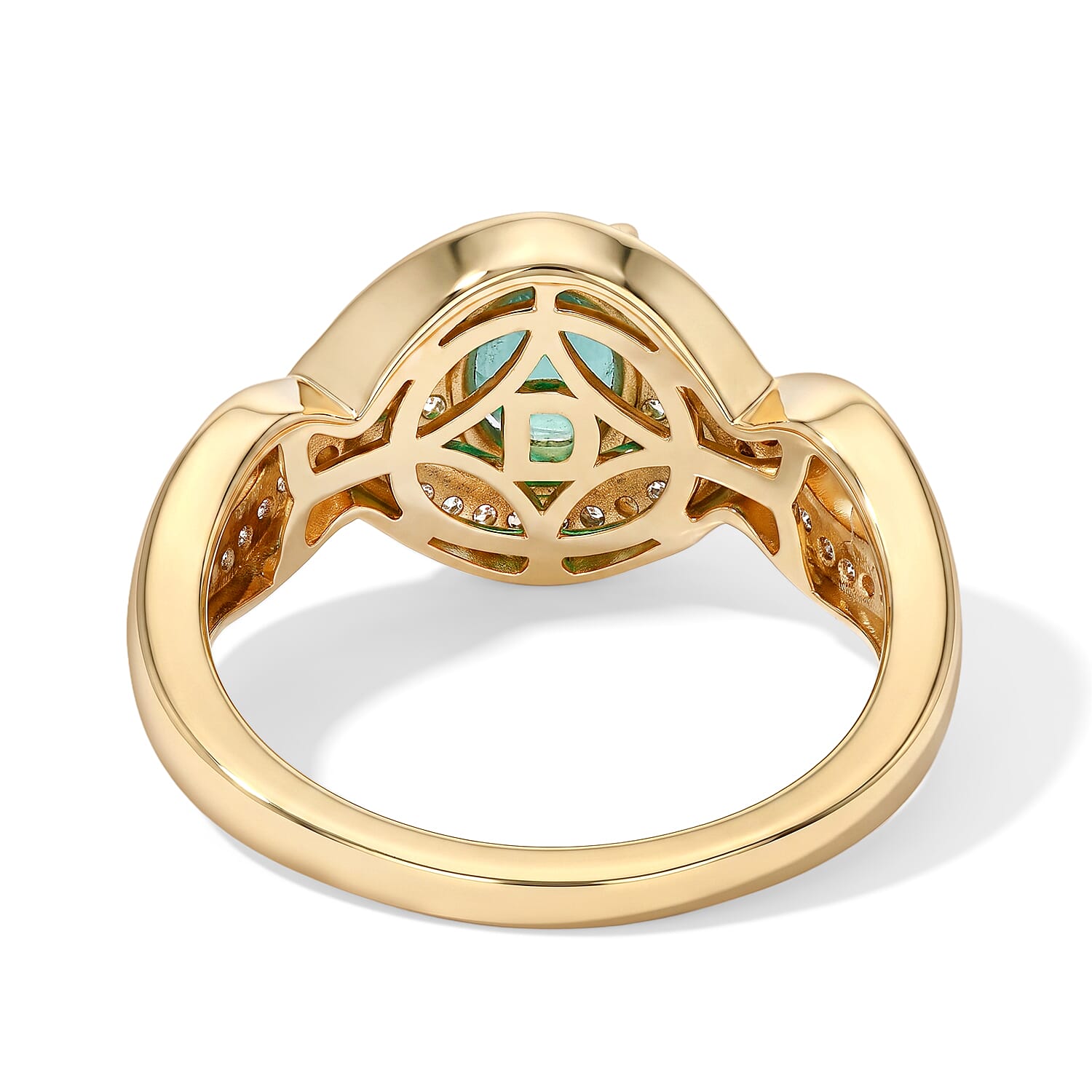 D'Joy Premium Kagem Zambian Emerald, Paraiba Tourmaline and Moissanite 1.00 ctw Ring in 18K Vermeil Yellow Gold Over Sterling Silver (Size 6.0)