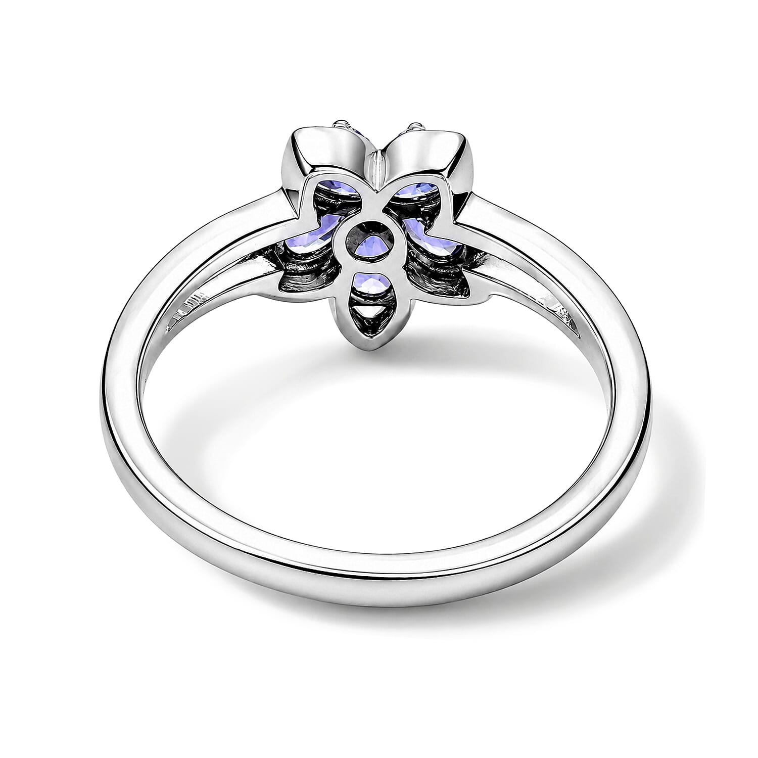 D'Joy Tanzanite and Paraiba Tourmaline 0.80 ctw Ring in Rhodium Over Sterling Silver (Size 5.0)