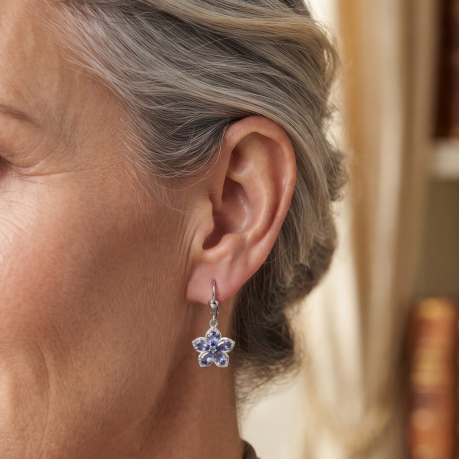 D'Joy Tanzanite and Premium Paraiba Tourmaline 1.60 ctw Earrings in Rhodium Over Sterling Silver