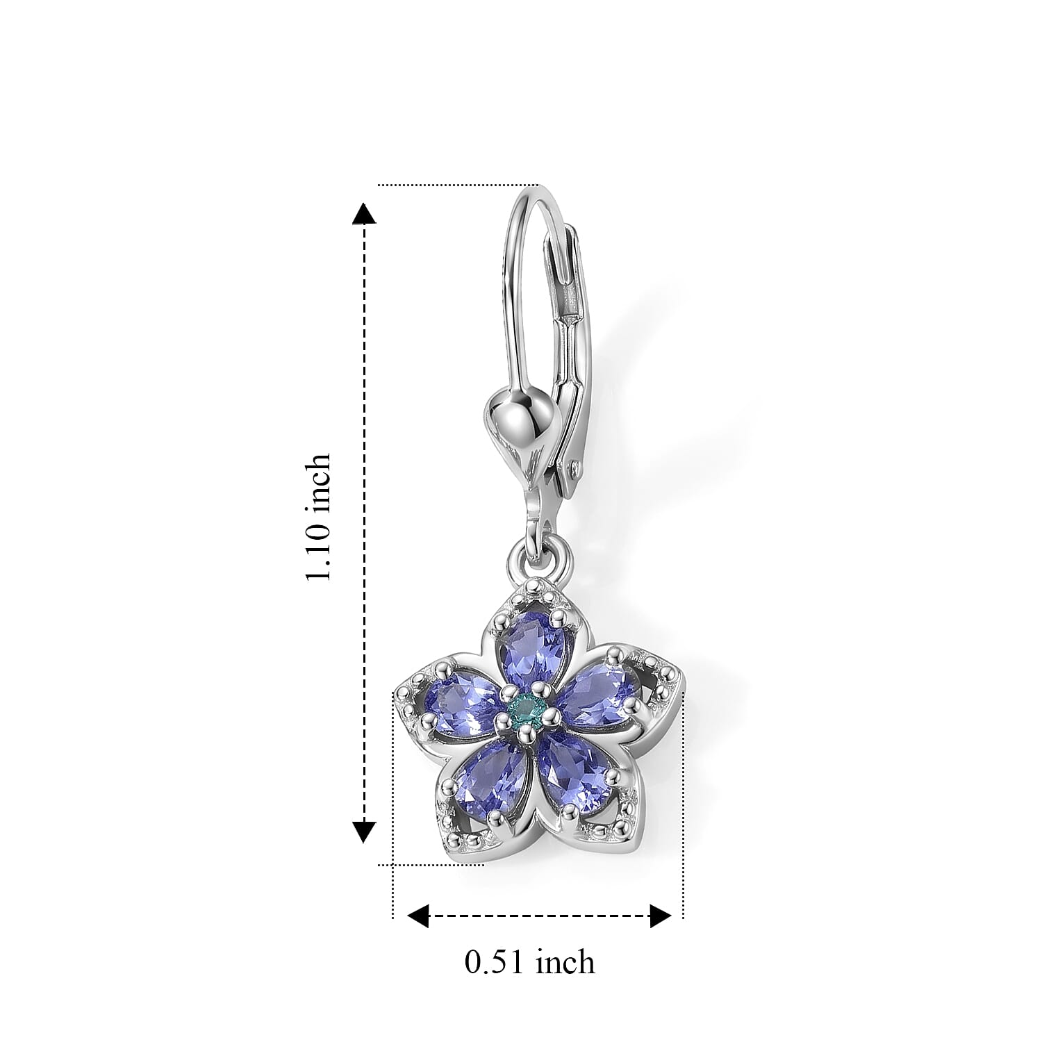 D'Joy Tanzanite and Premium Paraiba Tourmaline 1.60 ctw Earrings in Rhodium Over Sterling Silver