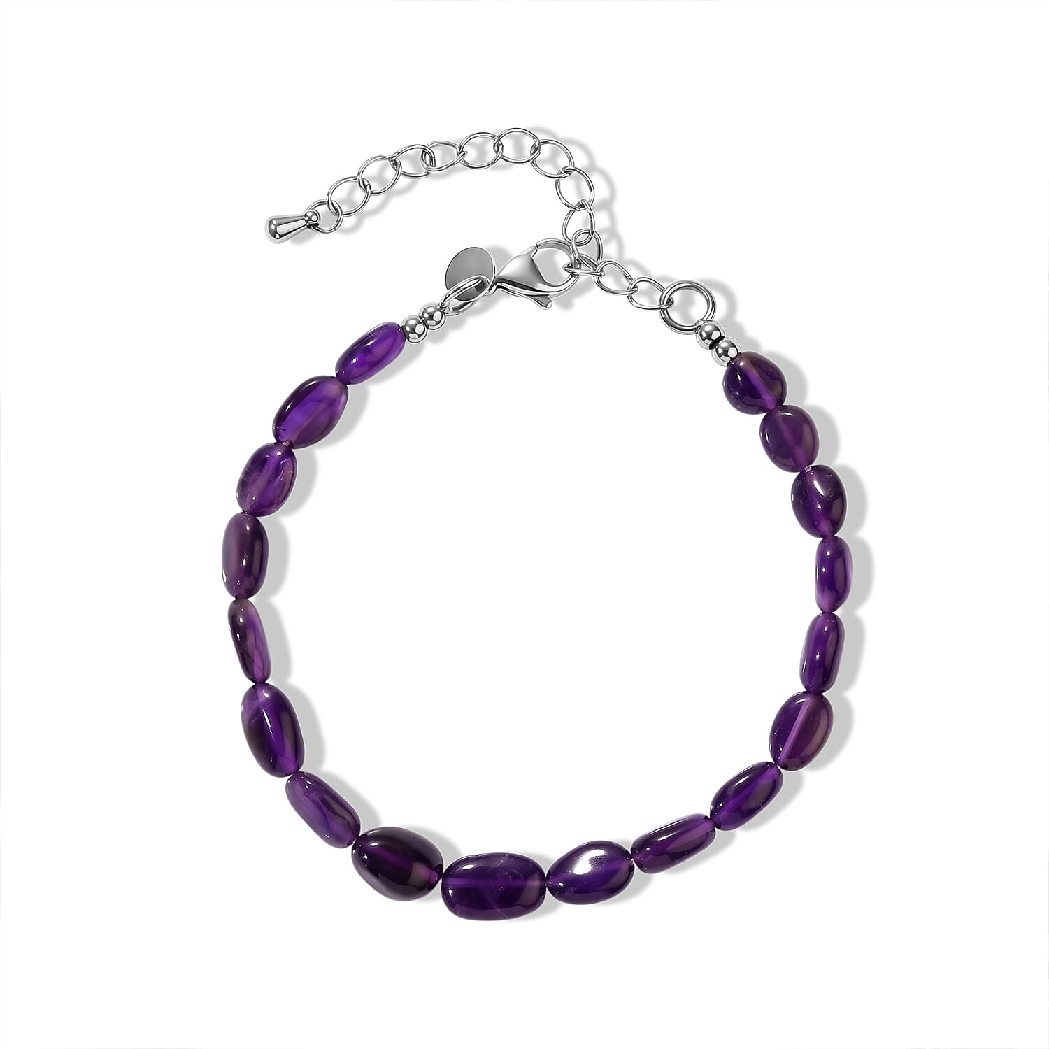EverTrue Premium African Amethyst 25.00 ctw Bracelet in Stainless Steel (7.25 In)