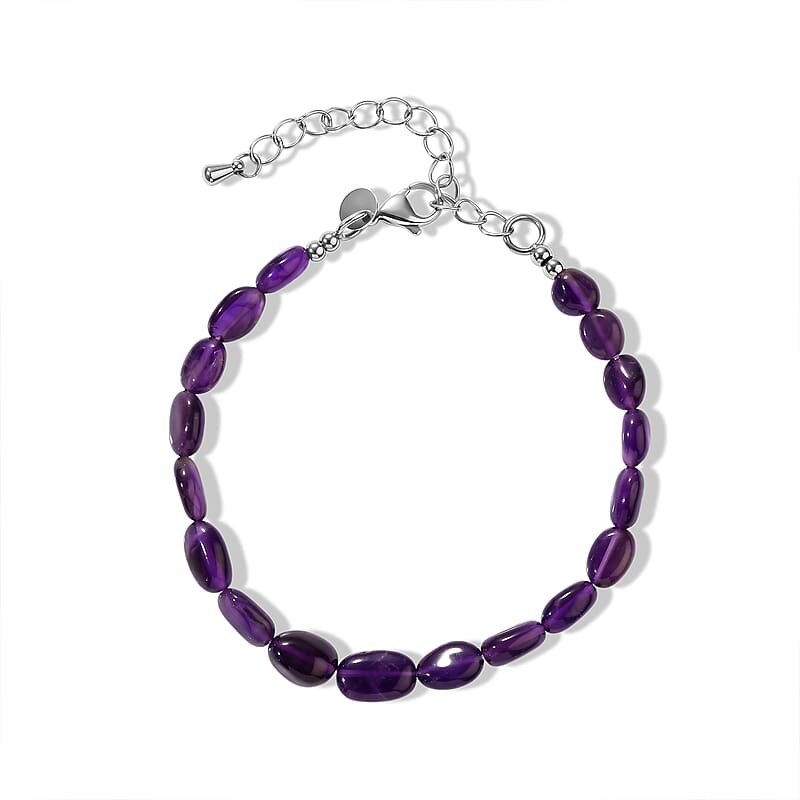 EverTrue Premium African Amethyst 25.00 ctw Bracelet in Stainless Steel (7.25 In)