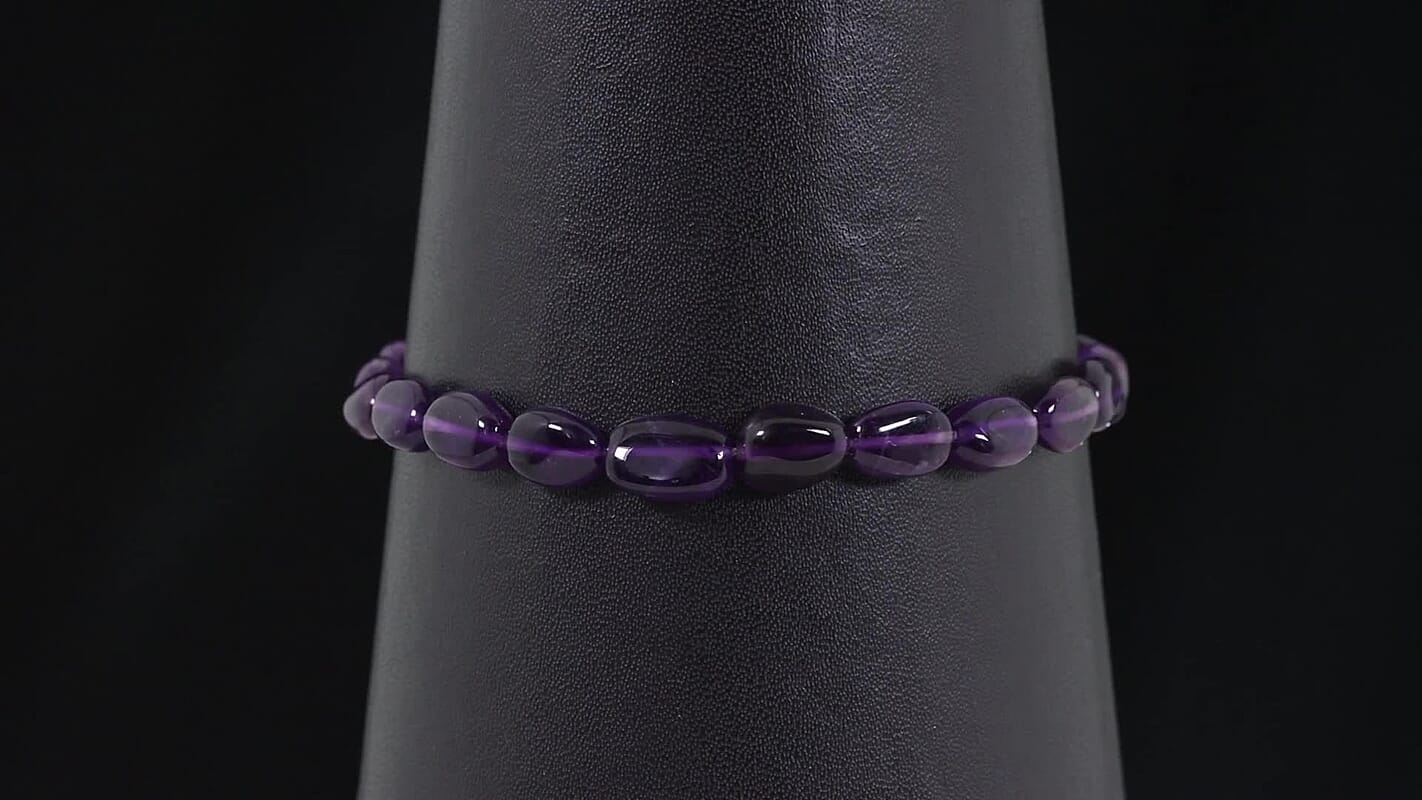 EverTrue Premium African Amethyst Bracelet in Stainless Steel (7.25 In) 25.00 ctw
