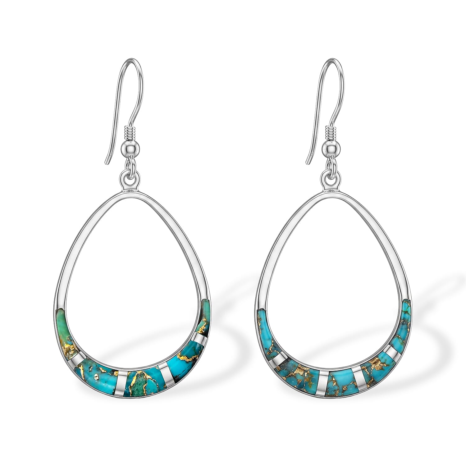 Santa Fe Style Mojave Blue Turquoise 0.70 ctw Dangle Earrings in Sterling Silver