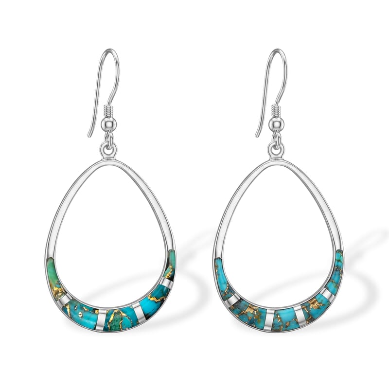 Santa Fe Style Mojave Blue Turquoise 0.70 ctw Dangle Earrings in Sterling Silver