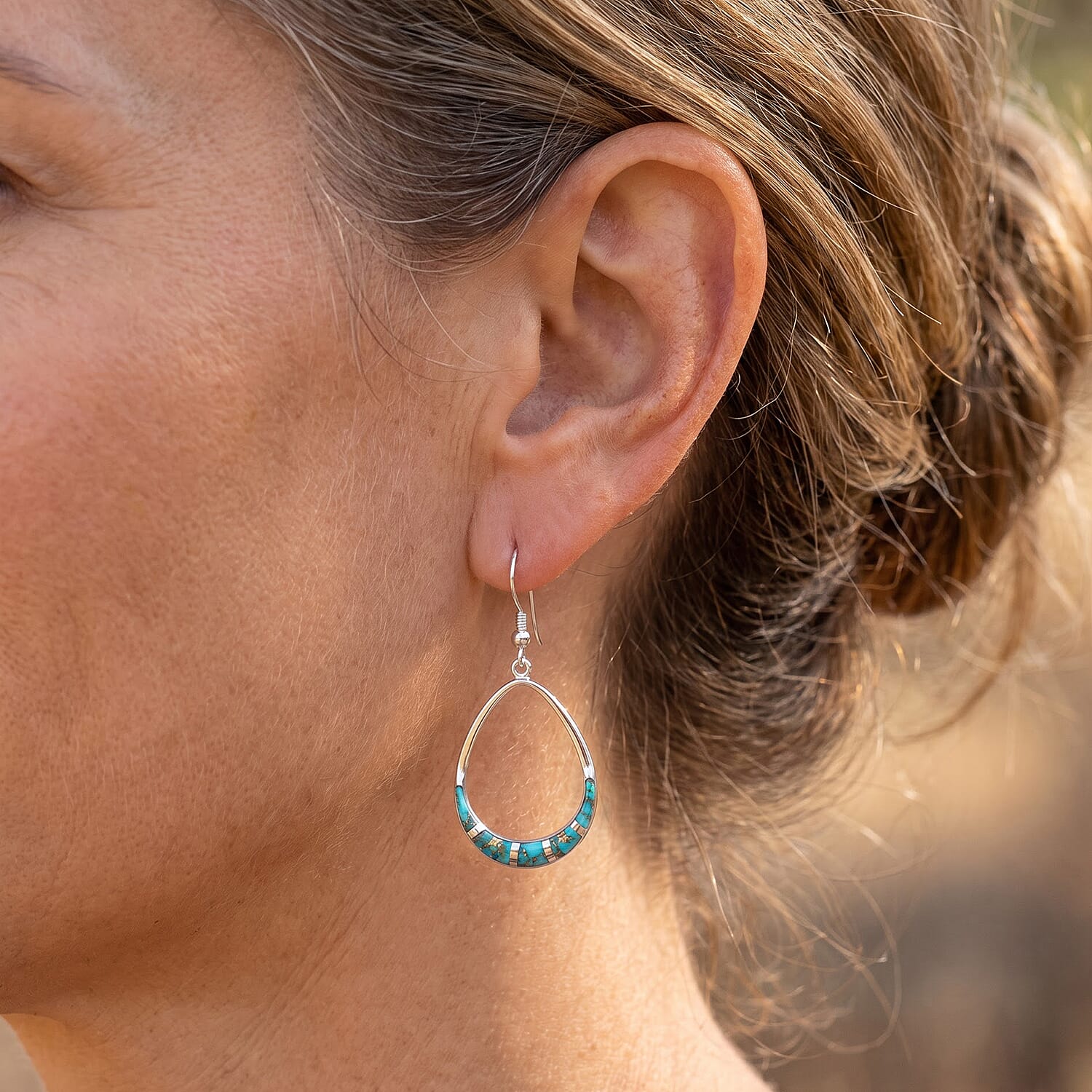 Santa Fe Style Mojave Blue Turquoise 0.70 ctw Dangle Earrings in Sterling Silver