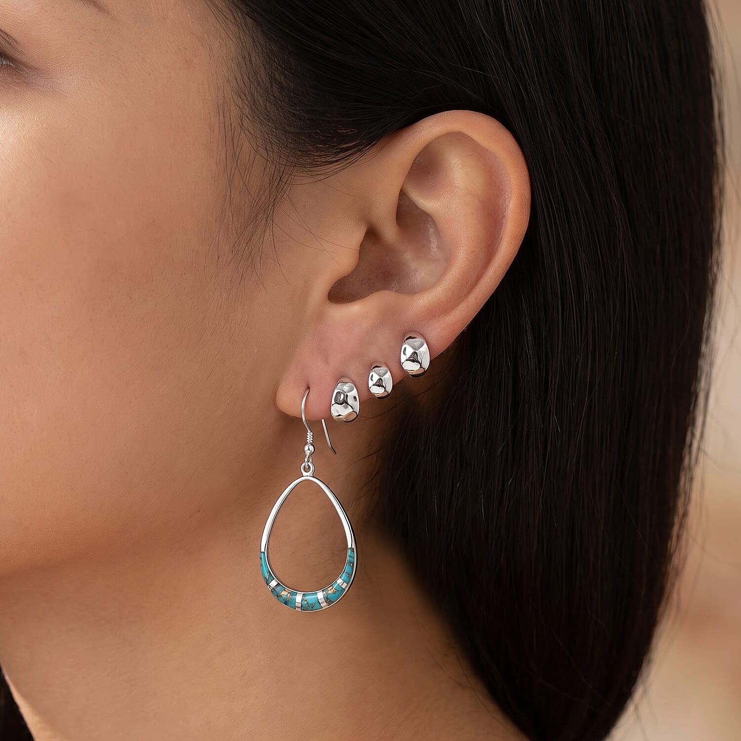 Santa Fe Style Mojave Blue Turquoise 0.70 ctw Dangle Earrings in Sterling Silver