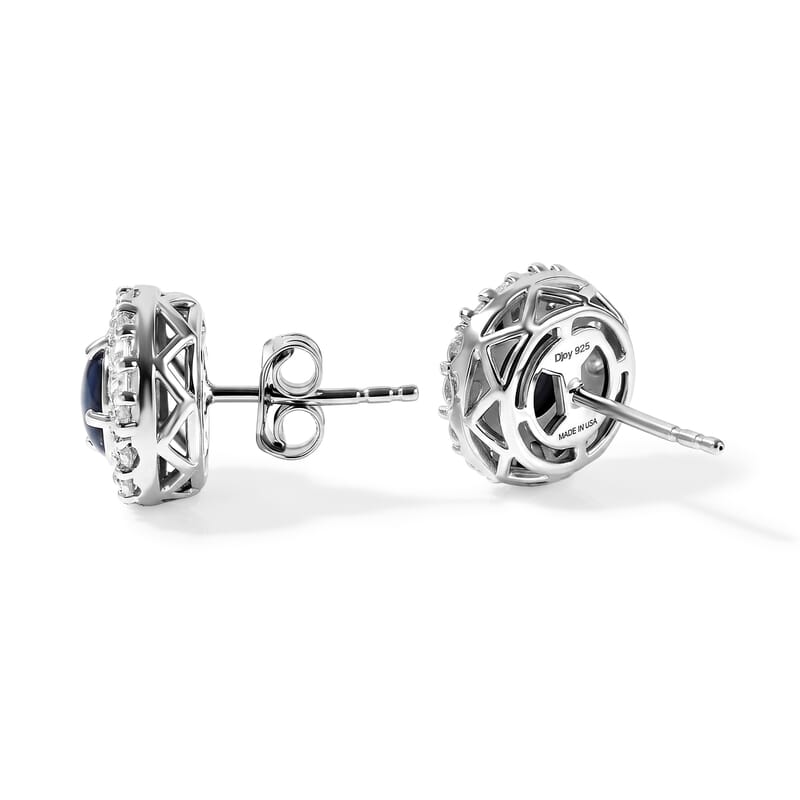 Certified and Appraised D'Joy Premium Australian Black Ridge Opal Triplet and Moissanite 2.15 ctw Earrings in Rhodium Over Sterling Silver