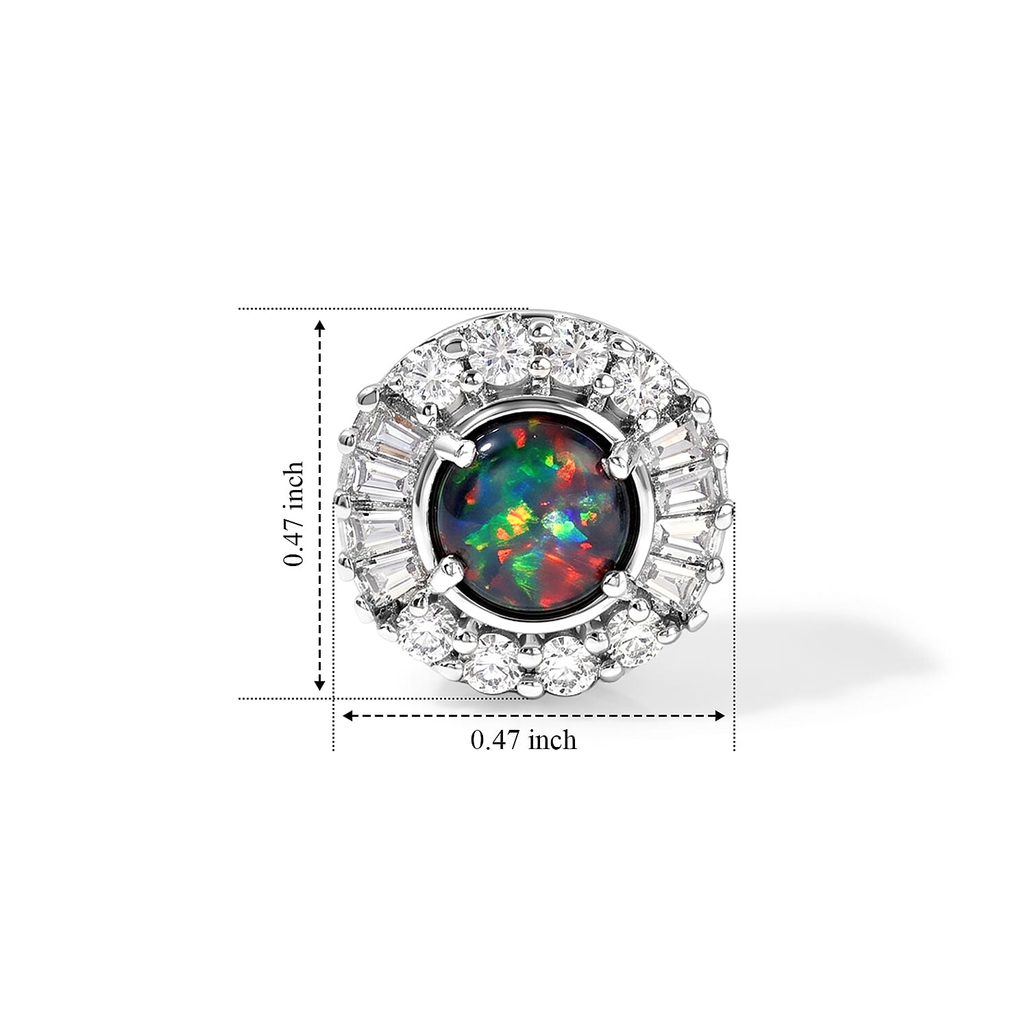 Certified and Appraised D'Joy Premium Australian Black Ridge Opal Triplet and Moissanite 2.15 ctw Earrings in Rhodium Over Sterling Silver