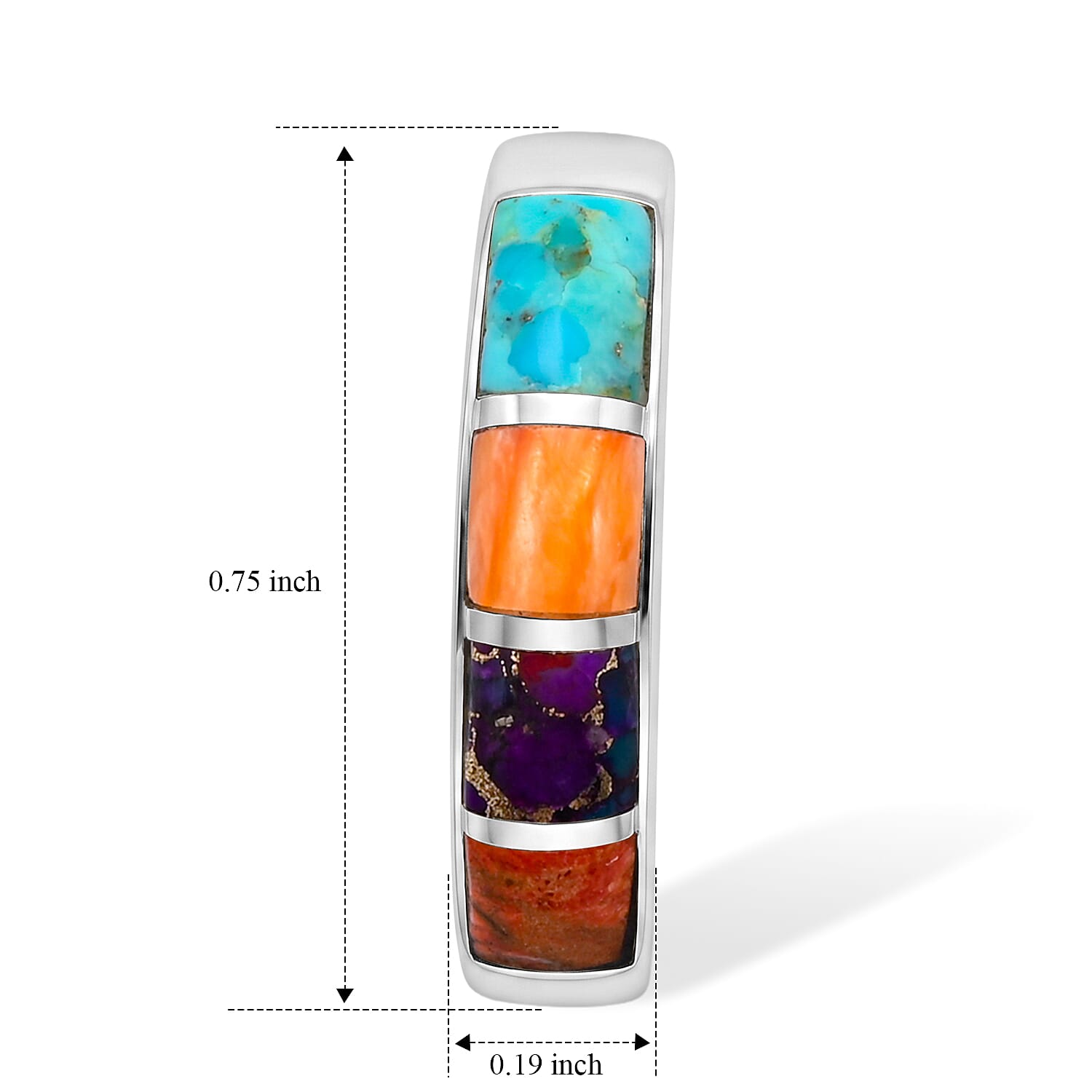Santa Fe Style Multi Gemstone 75.00 ctw Earrings in Sterling Silve
