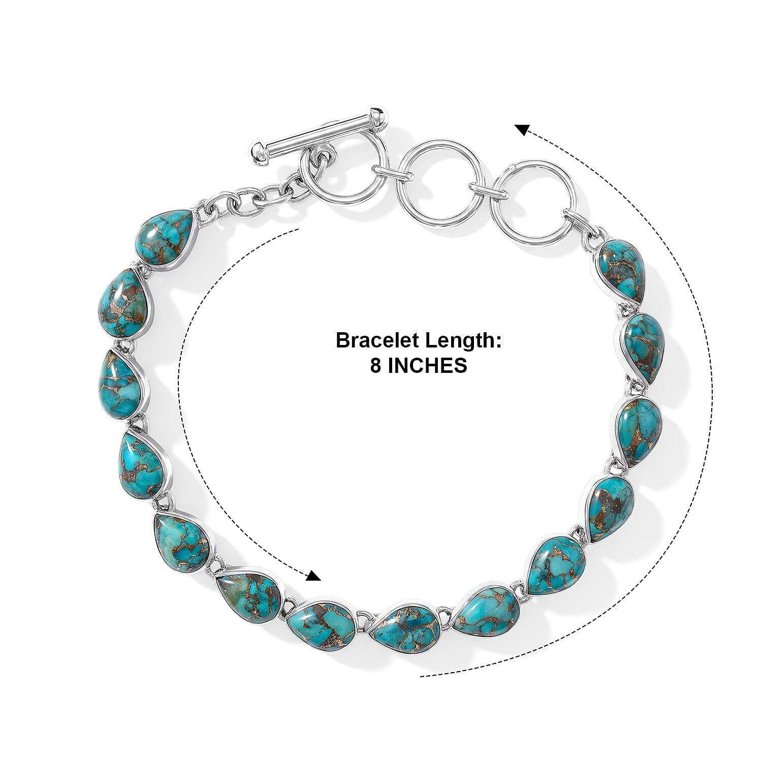 Santa Fe Style Mojave Blue Turquoise 3.00 ctw Bracelet in Sterling Silver (8.00 In)