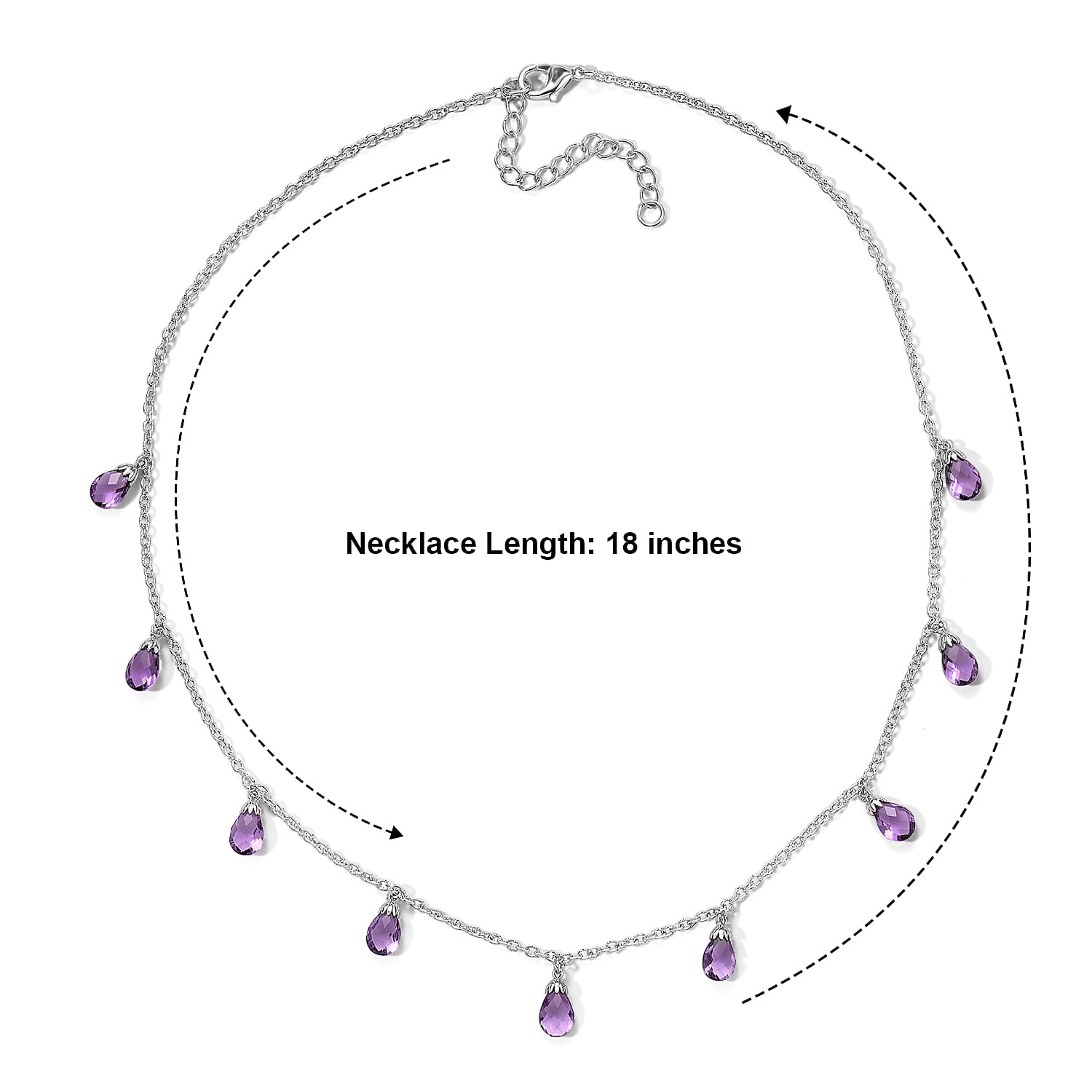 EverTrue Mashamba Amethyst 11.10 ctw Violet Petal Scatter Necklace in Platinum Bond 18 Inches