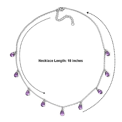 EverTrue Mashamba Amethyst 11.10 ctw Violet Petal Scatter Necklace in Platinum Bond 18 Inches