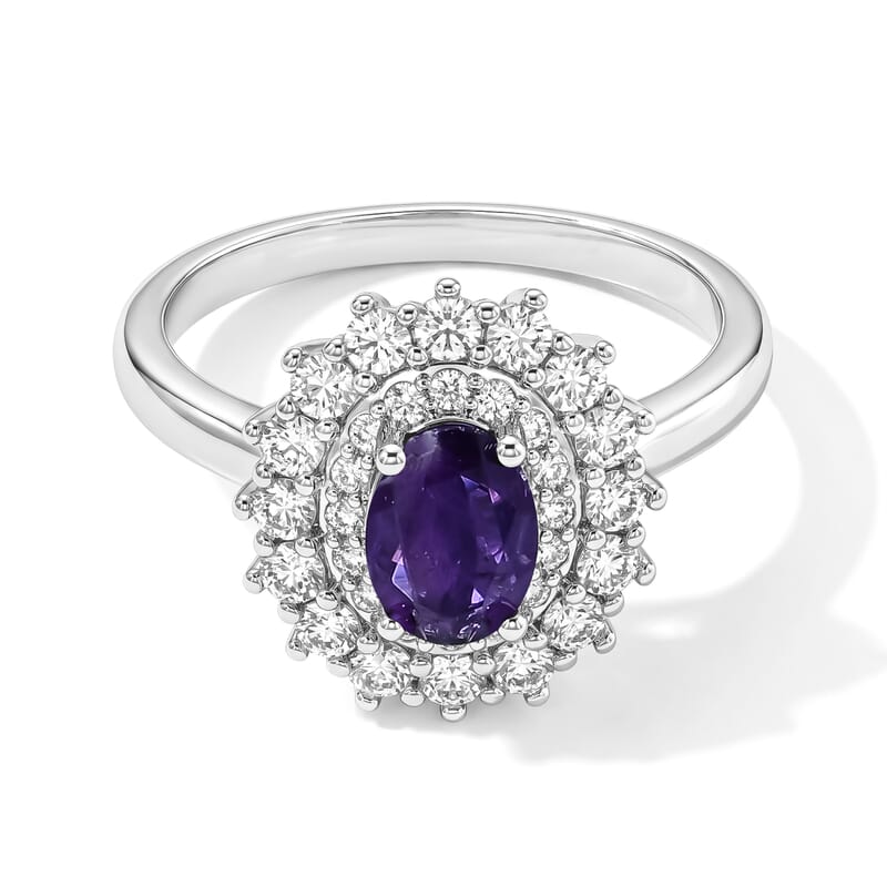 EverTrue African Amethyst and Simulated Diamond 2.00 ctw Ring in Platinum Bond (Size 10.0)