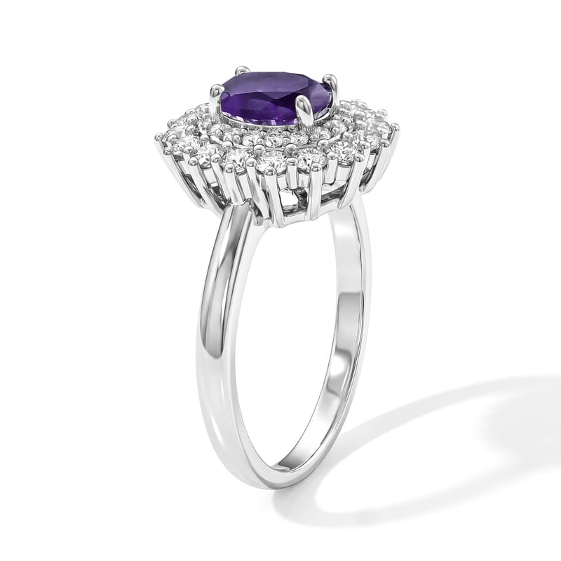 EverTrue African Amethyst and Simulated Diamond 2.00 ctw Ring in Platinum Bond (Size 10.0)