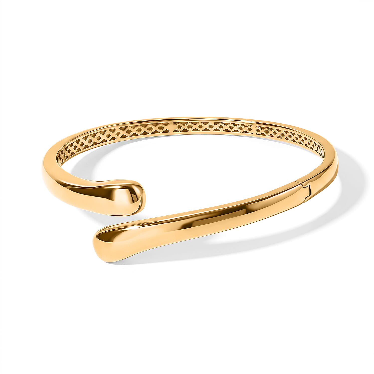 EverTrue Woven Golden Bypass Bangle Bracelet in 18K YG Plated (6.50 In)