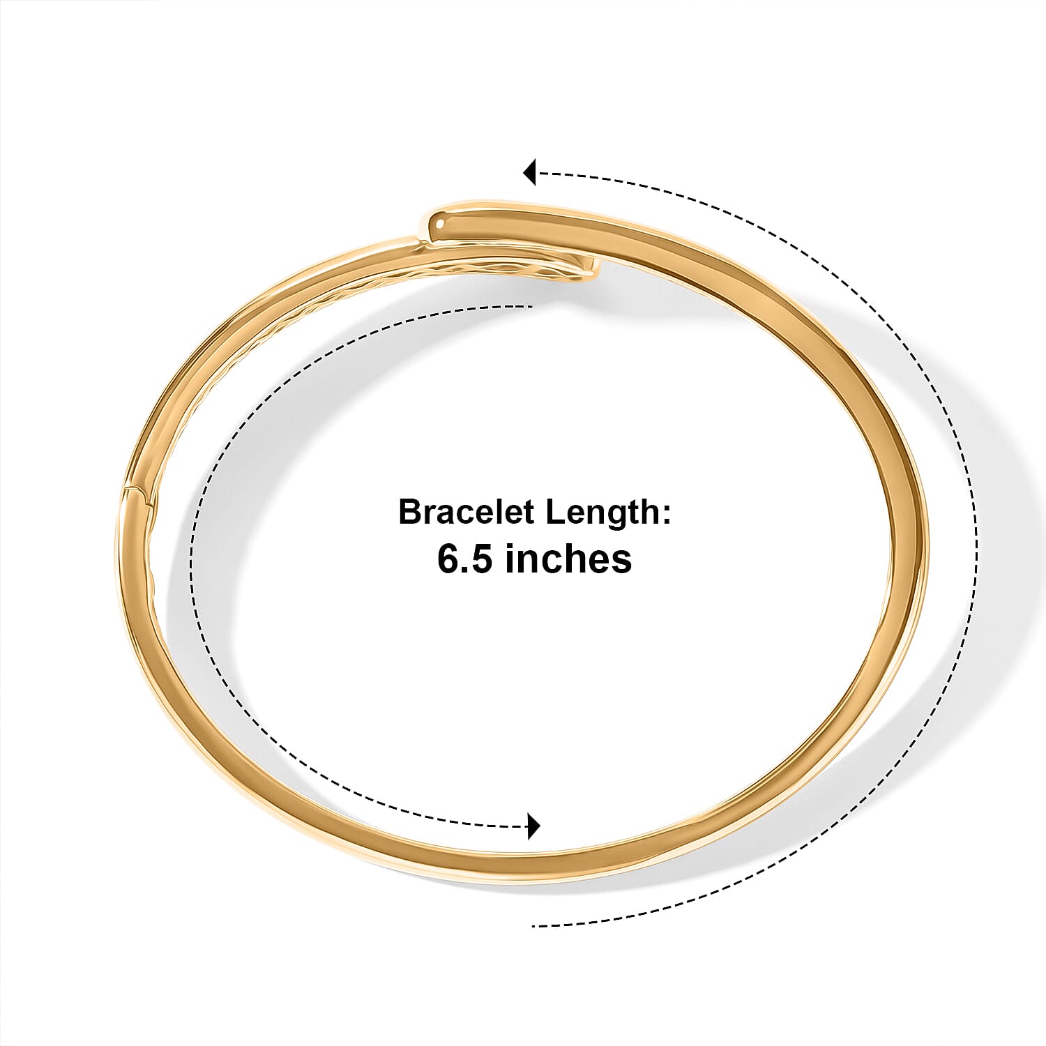 EverTrue Woven Golden Bypass Bangle Bracelet in 18K YG Plated (6.50 In)
