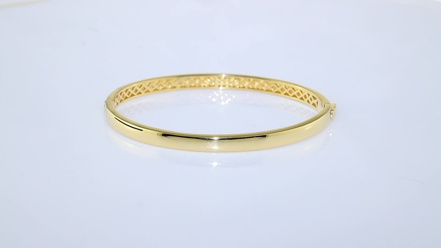 EverTrue Slim Golden Bangle Bracelet in 18K YG Plated (6.50 In)