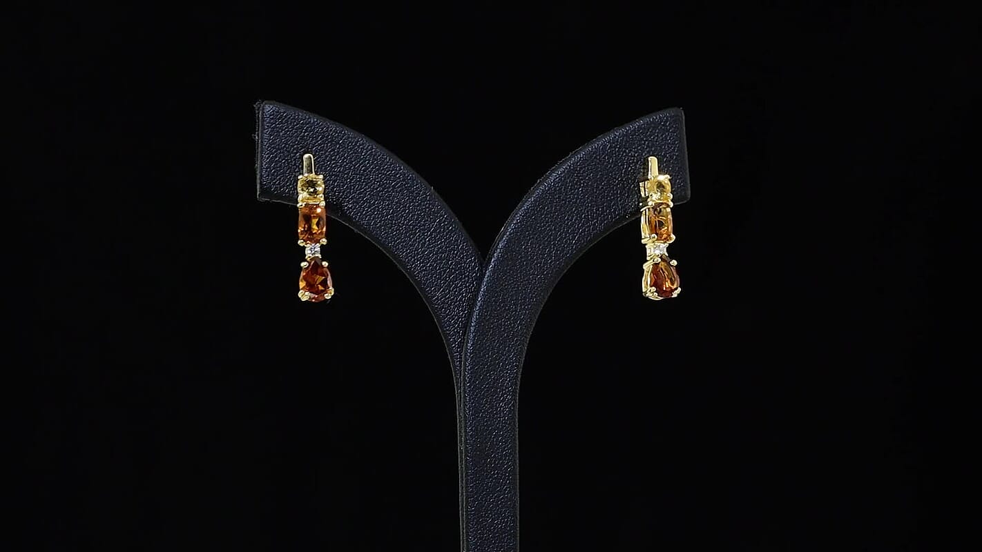 EverTrue Cherry Citrine, Multi Gemstone Fancy Earrings in 18K YG Plated 2.85 ctw