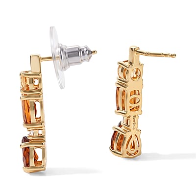 EverTrue Cherry Citrine and Multi Gemstone 2.85 ctw Fancy Earrings in 18K YG Plated